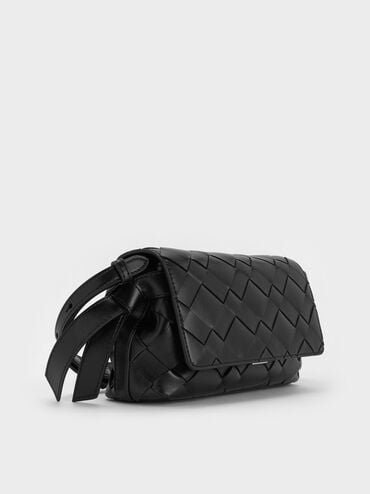 Ivette Woven Crossbody Bag, Noir, hi-res