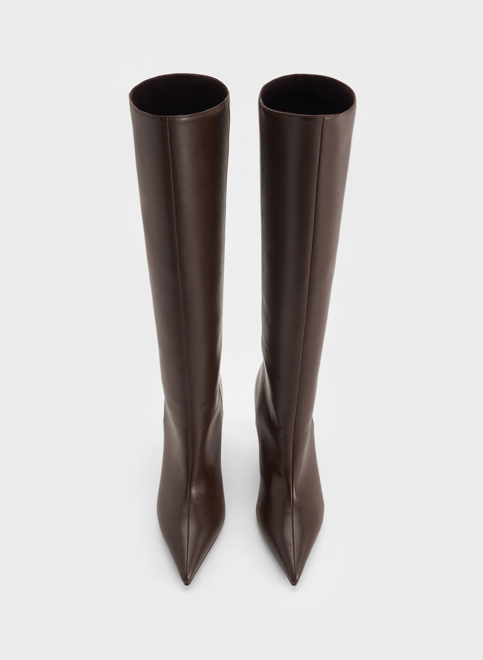 Pointed-Toe Stiletto-Heel Knee-High Boots, Dark Brown, hi-res