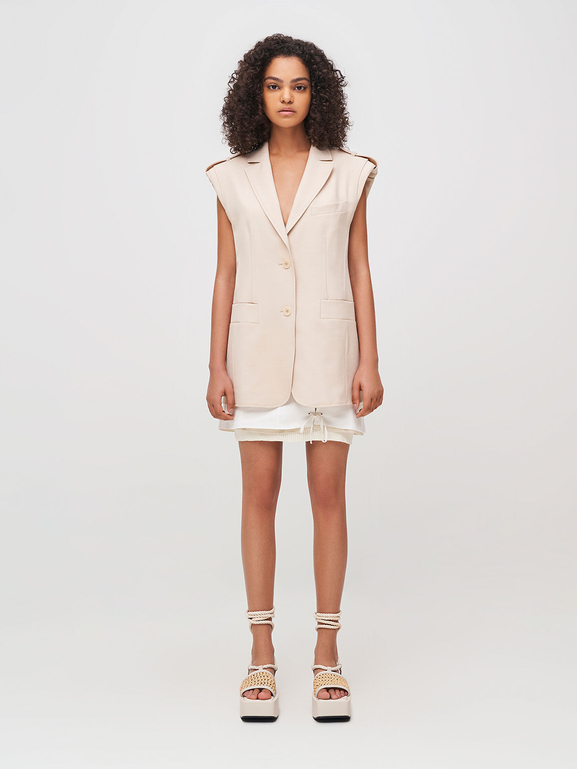 Micah Raffia & Leather Tie-Around Flatforms, Chalk, hi-res