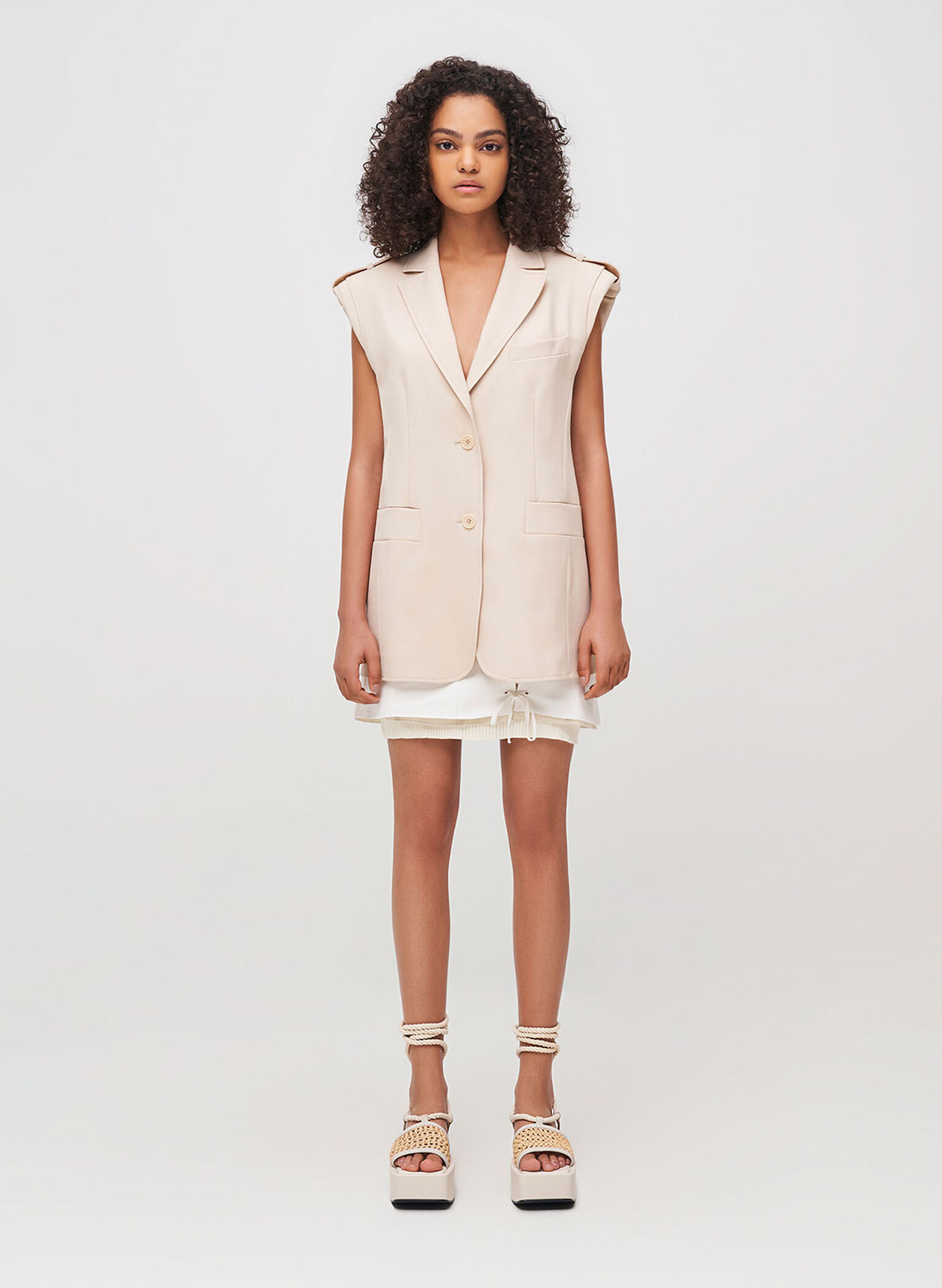 Micah Raffia & Leather Tie-Around Flatforms, Chalk, hi-res