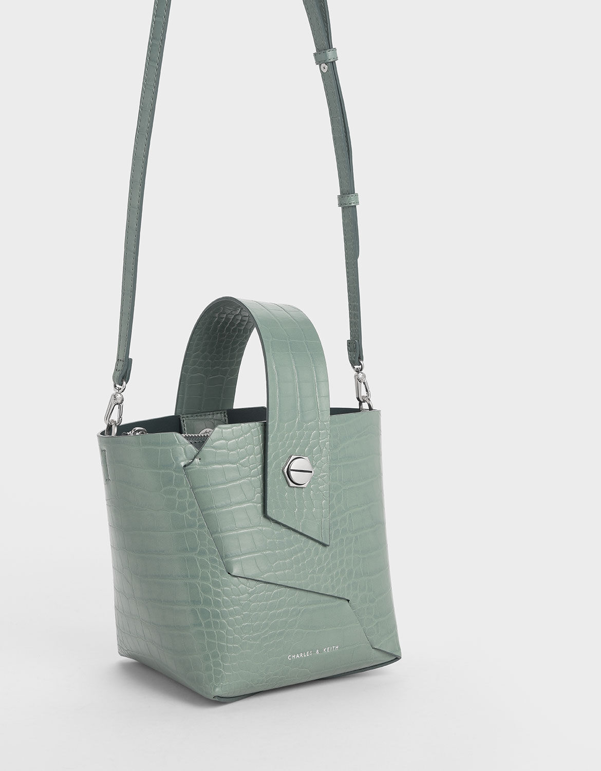 charles keith wristlet handle bucket bag