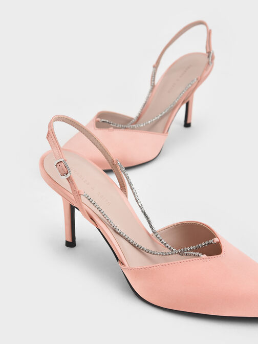 Adel Recycled Polyester Gem-Strap Slingback Ballerina Pumps, Blush, hi-res