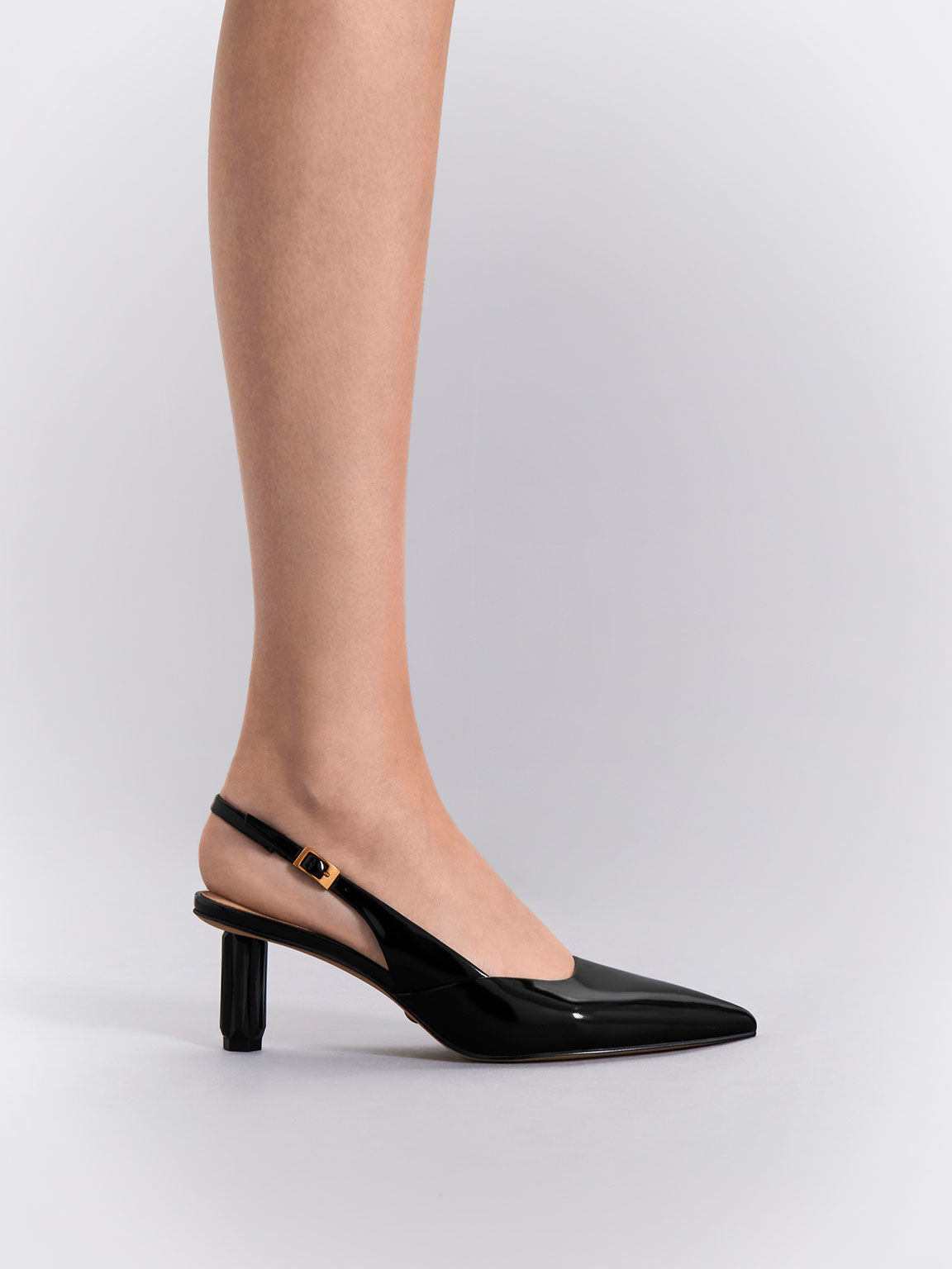 Geometric Heel Slingback Pumps Black Box