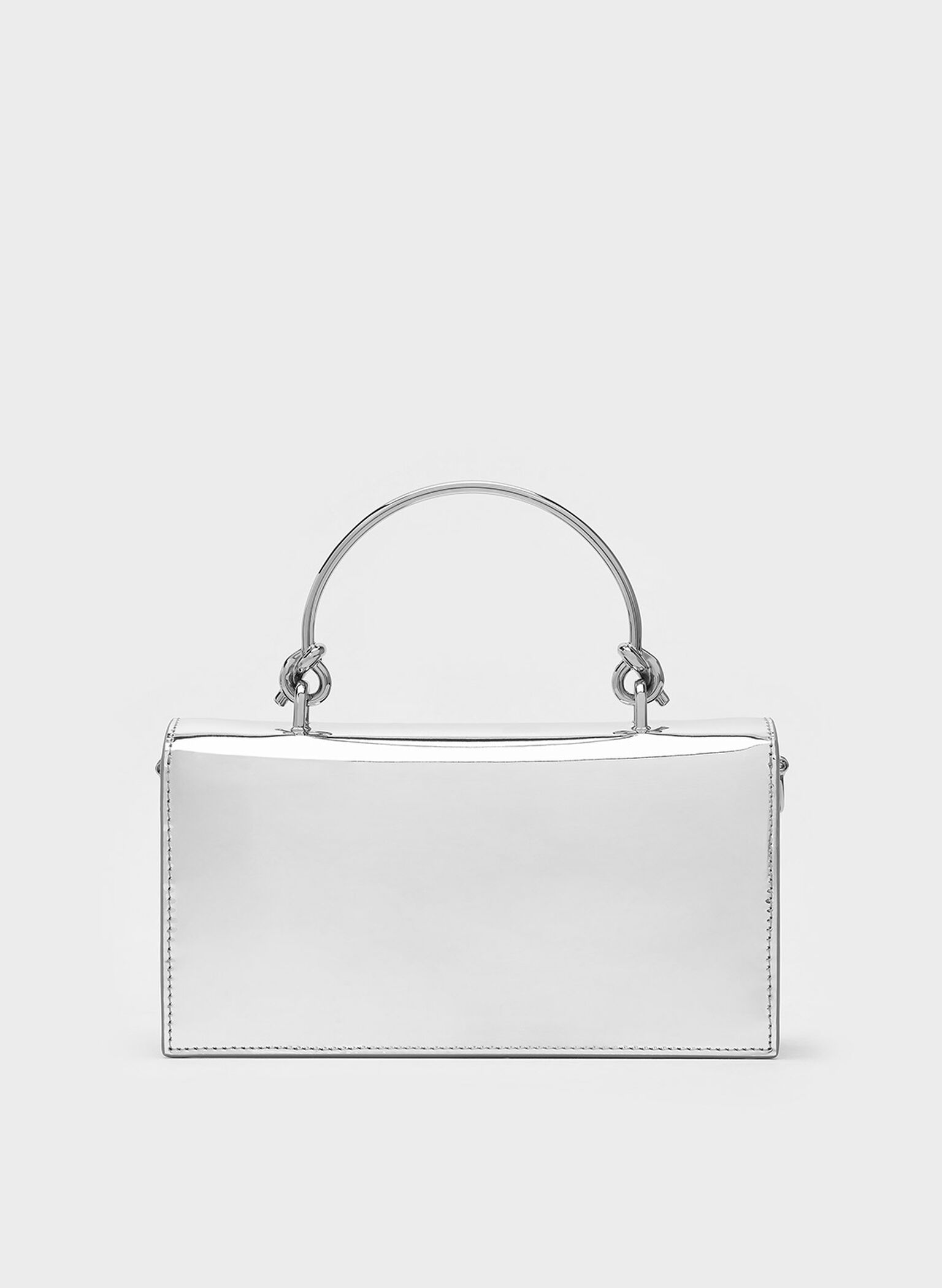 Kristine Metallic Sculptural-Handle Long Wallet, Silver, hi-res