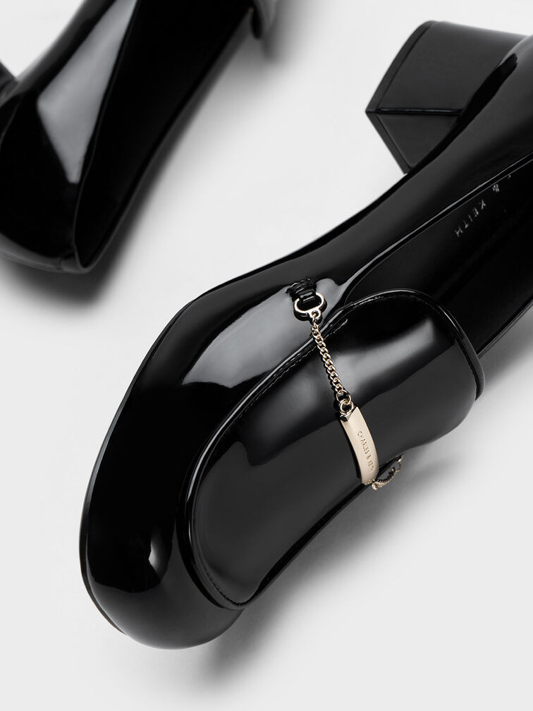 Lexie Chain-Link Heeled Loafers, Black Box, hi-res