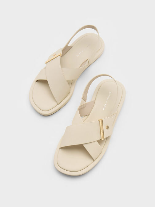 Crossover Back Strap Sandals, Chalk, hi-res