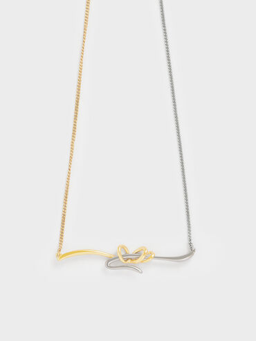 Two-Tone Sculptural Princess Necklace, Gold, hi-res