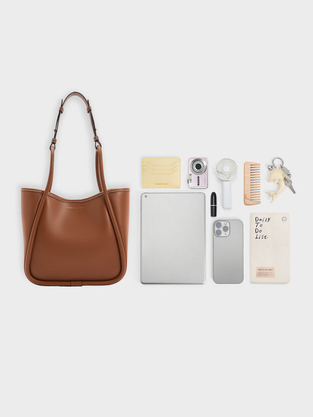 Tote bag mini tubular Lyla, Marr&oacute;n chocolate, hi-res