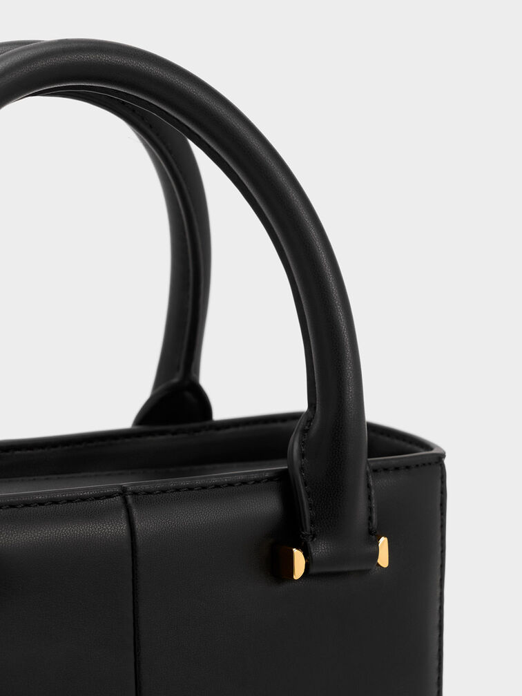 Georgette Square Tote Bag, Black, hi-res