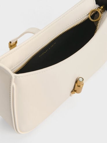Cesia Metallic-Accent Shoulder Bag, Cream, hi-res