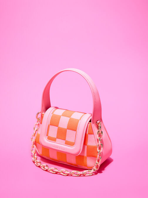 Shiloh Checkerboard Top Handle Bag, Pink, hi-res