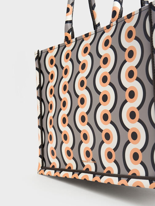 Jump Print Tote Bag, Taupe, hi-res