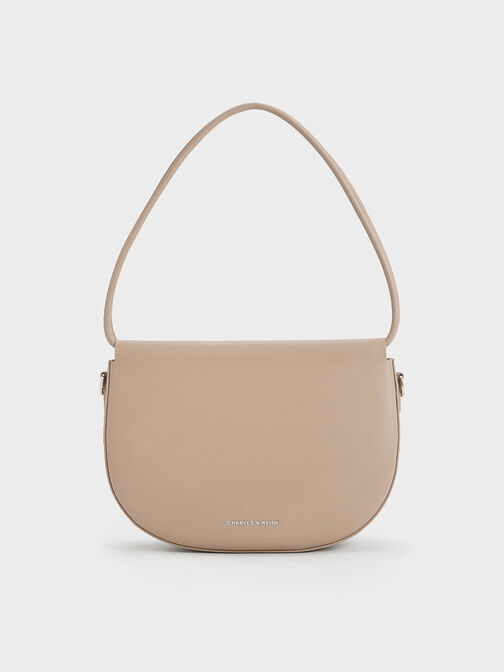 Elora Curved Top Handle Bag, Taupe, hi-res