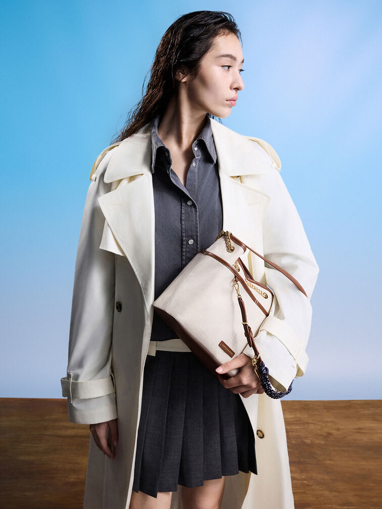 Addison Canvas Knotted-Rope Tote Bag, Taupe Canvas, hi-res