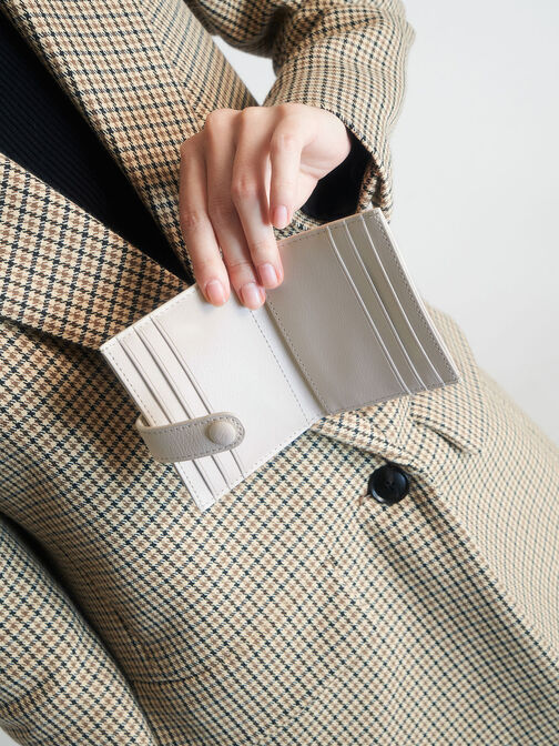 Snap Button Card Holder, Ivory, hi-res