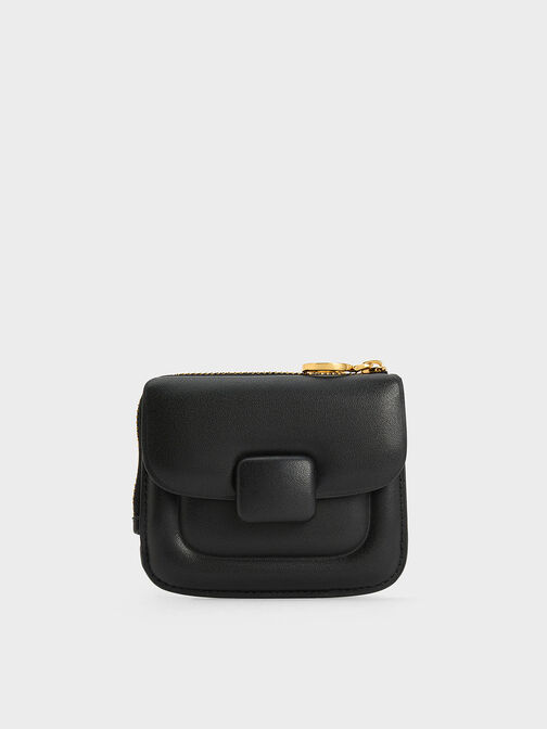Koa Square Card Holder, Black, hi-res