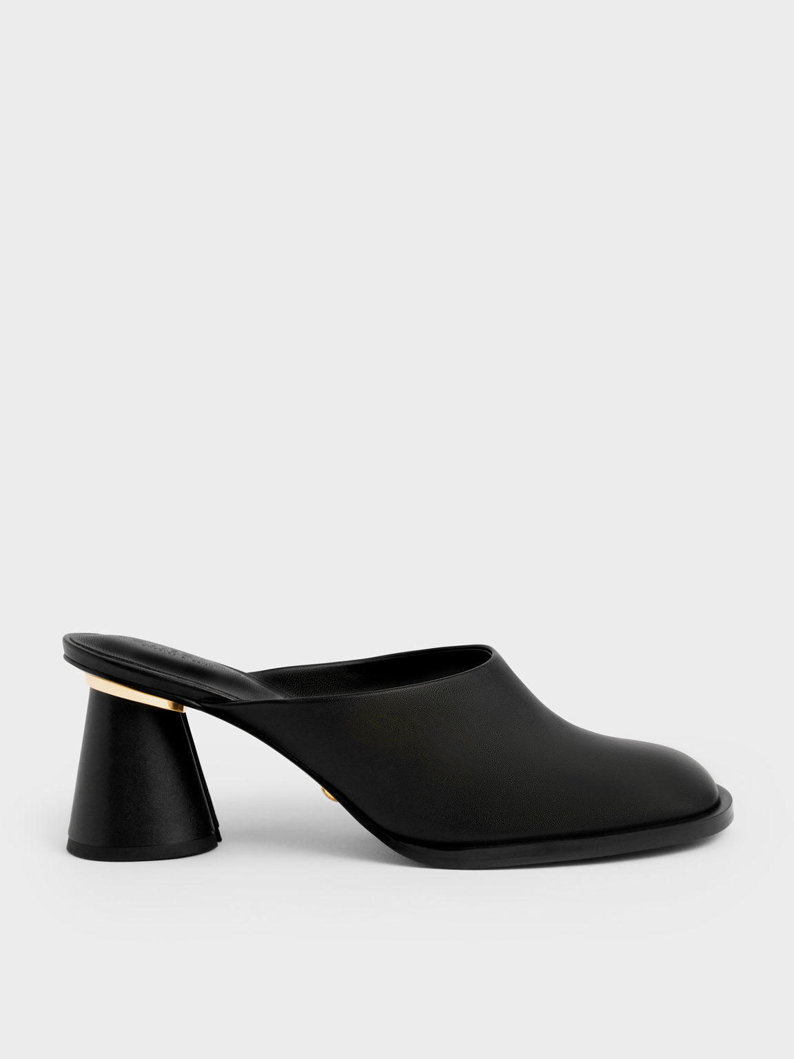 Medina Leather Cylindrical Heel Mules, Black, hi-res