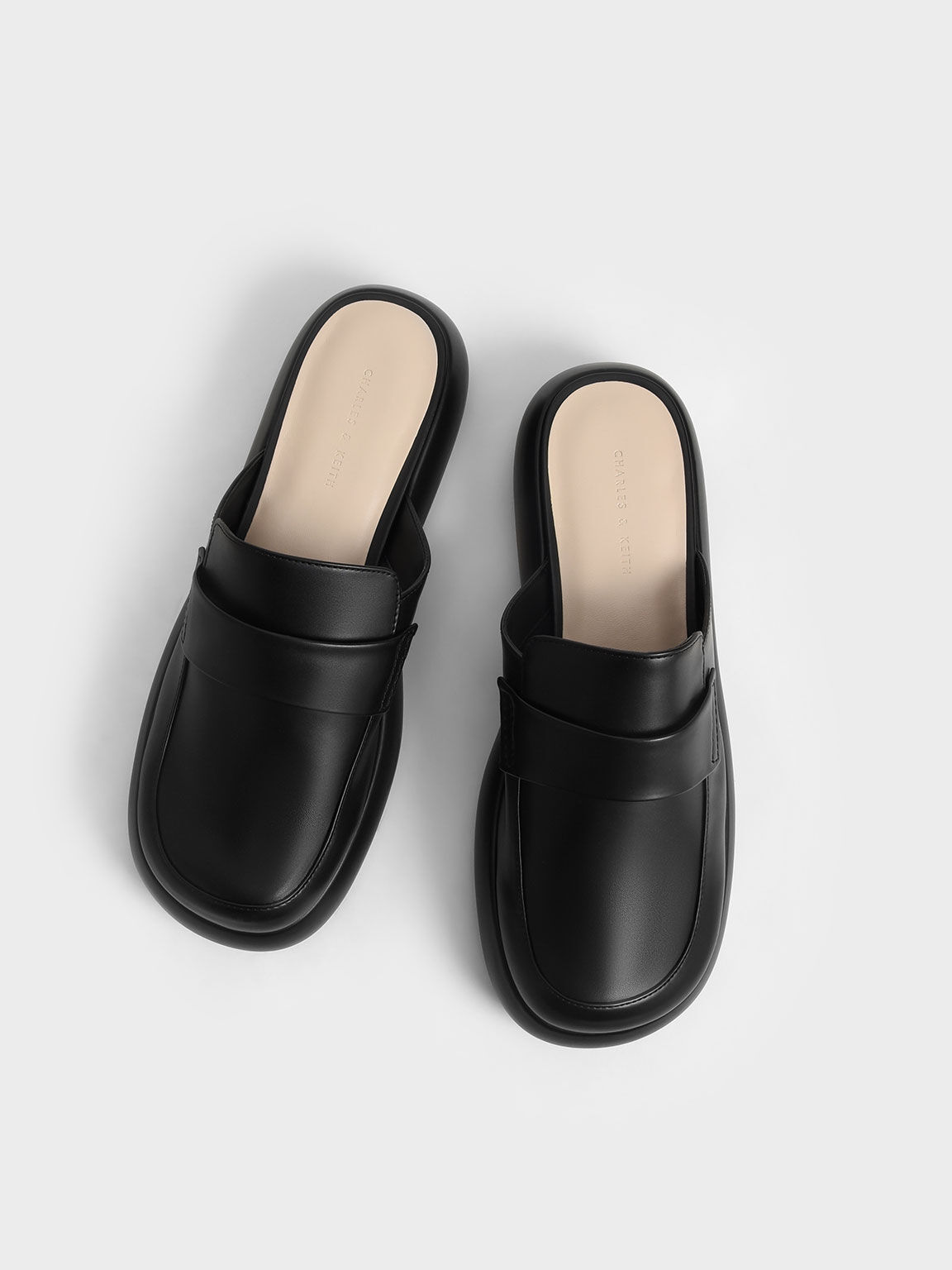 Black Rory Platform Penny Loafer Mules - CHARLES & KEITH KH