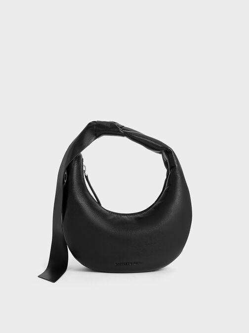 Micro bolso hobo anudado Toni tipo media luna, Noir, hi-res