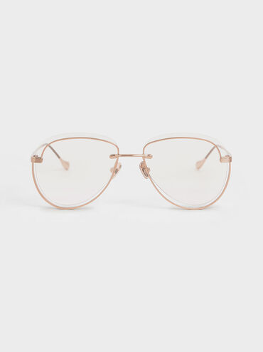 Cut-Out Tinted Sunglasses, Rose Gold, hi-res