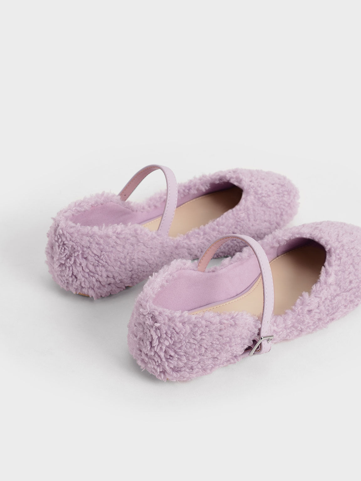 Girls' Furry Mary Jane Flats, Lilac, hi-res