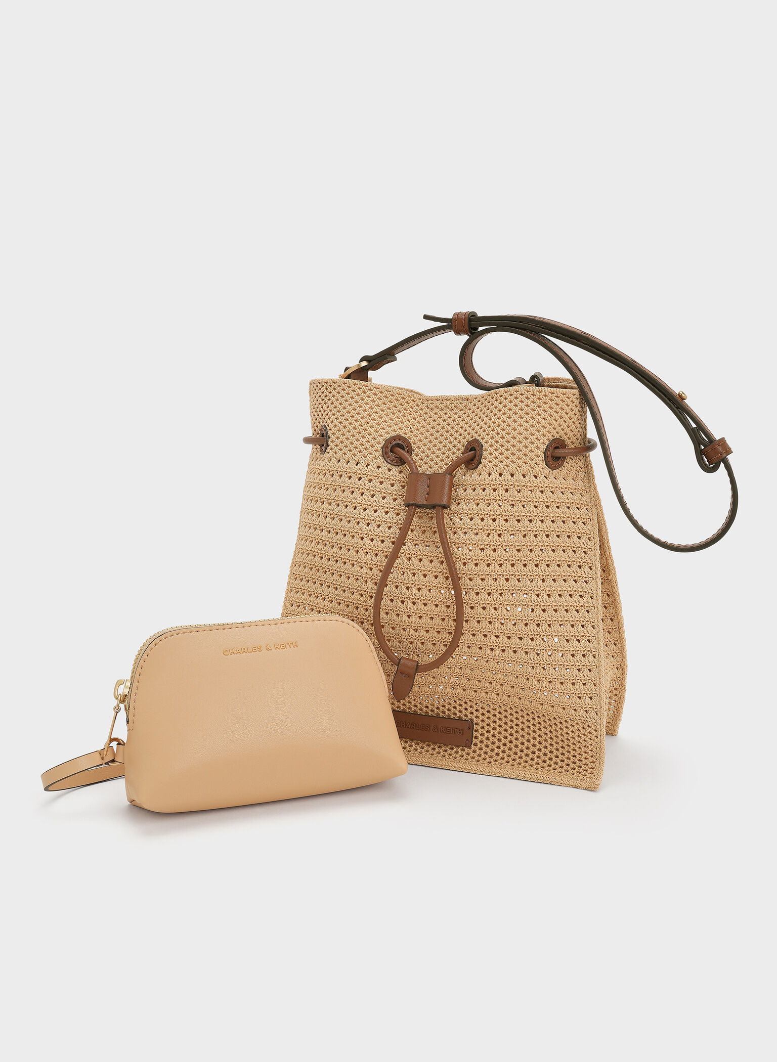 Ida Knitted Bucket Bag, Beige, hi-res