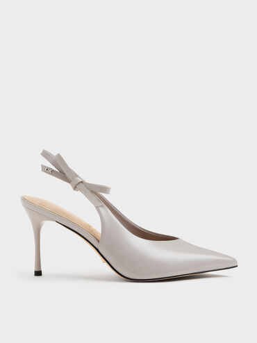 Anastasia Leather Slingback Pumps, Grey, hi-res