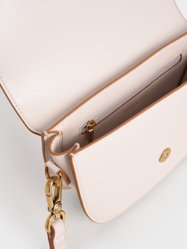 Charles Keith Horseshoe Buckle Saddle Bag Pink Up To 60% Off