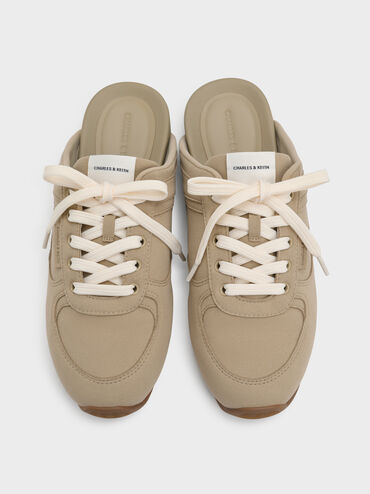 Lace-Up Slip-On Sneakers, Taupe, hi-res