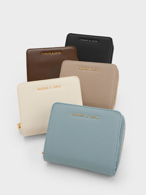 Zip-Around Small Wallet, Taupe, hi-res