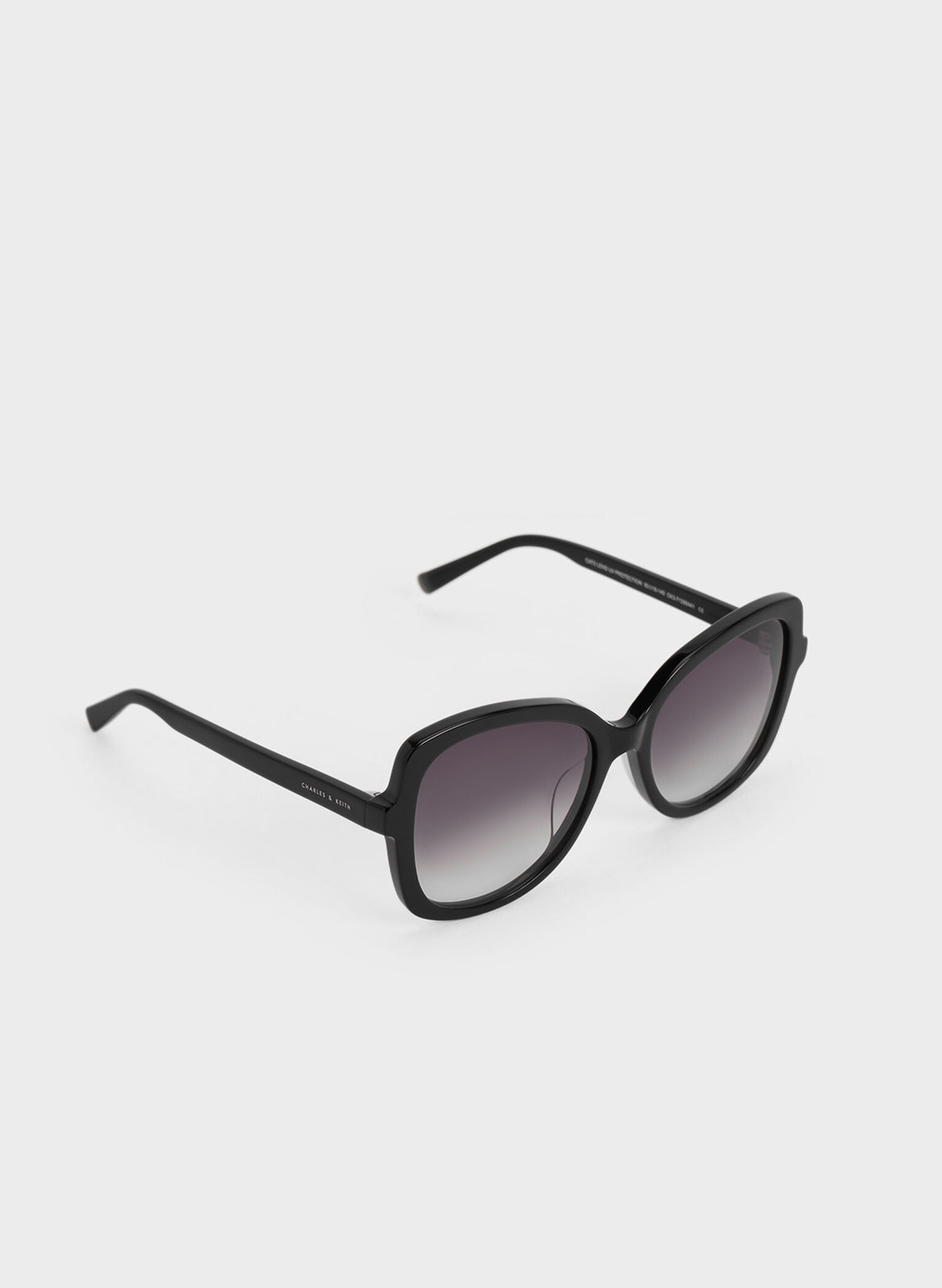 Acetate Butterfly Sunglasses, Black, hi-res