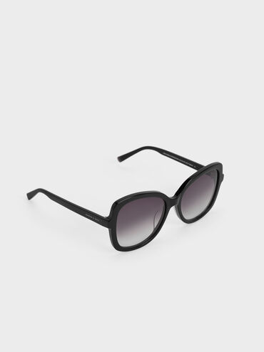 Gafas de sol mariposa de acetato, Negro, hi-res