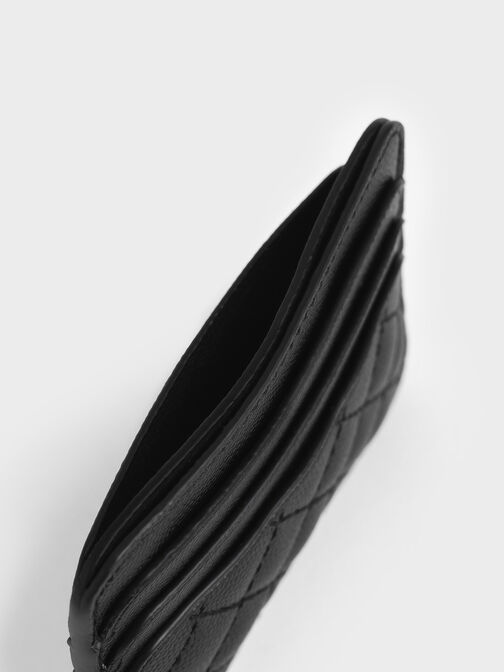 퀼티드 카드홀더, 블랙, hi-res