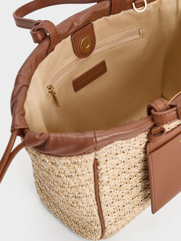 Babylon Raffia Drawstring Tote Bag, Multi, hi-res