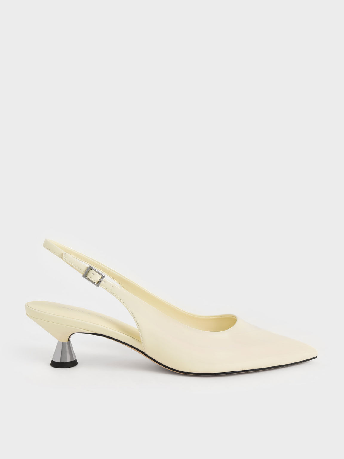 Patent Spool Heel Slingback Pumps, Butter, hi-res