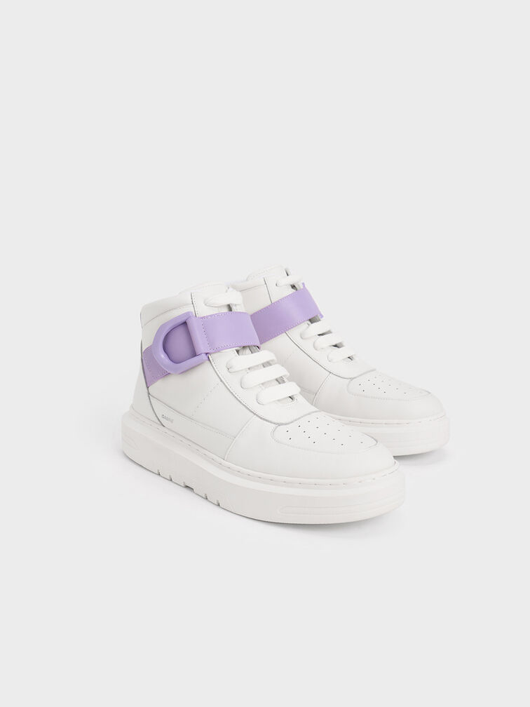 Gabine Leather High-Top Sneakers, Lilac, hi-res