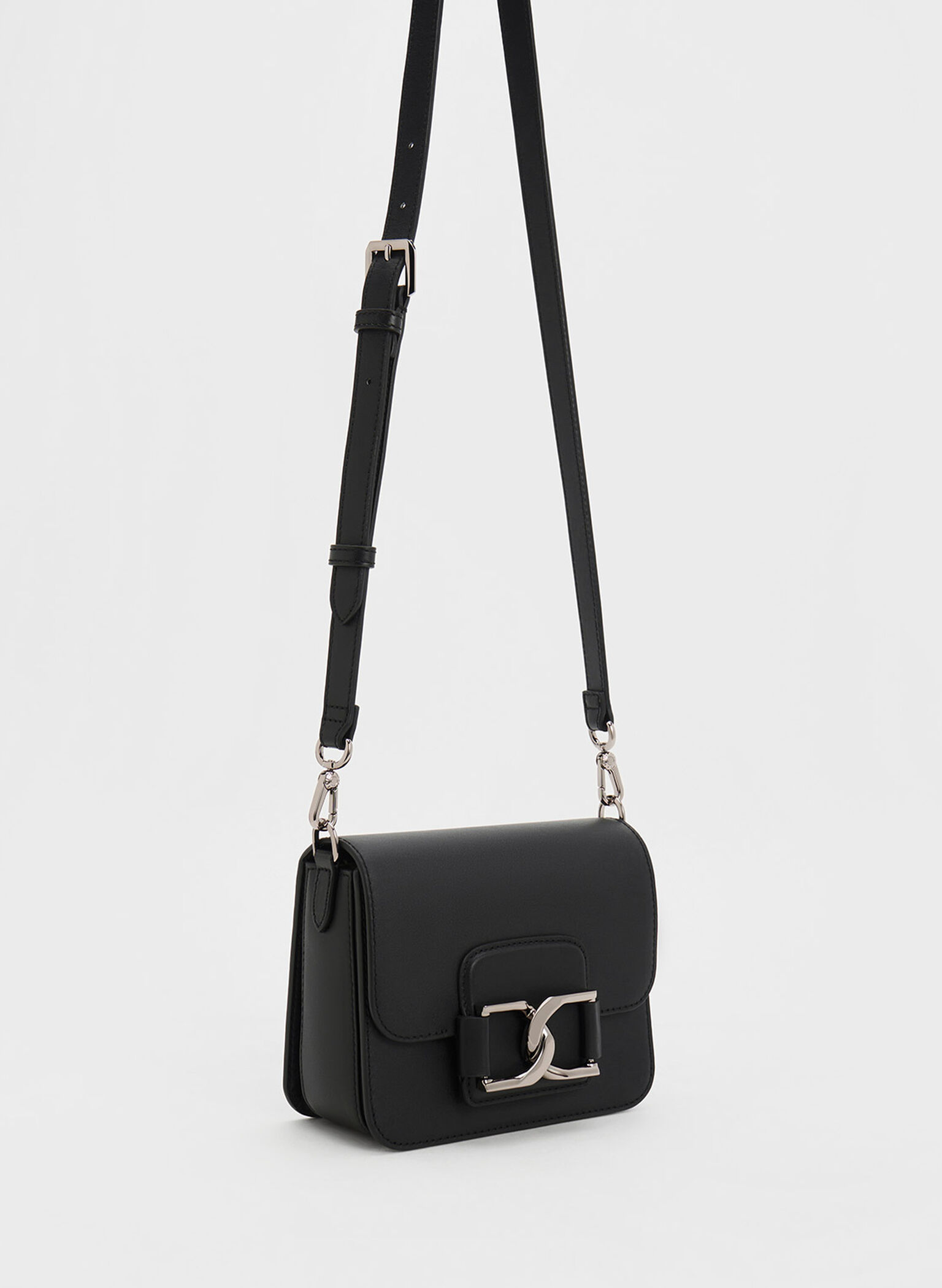 Gabine Leather Crossbody Bag, Noir, hi-res
