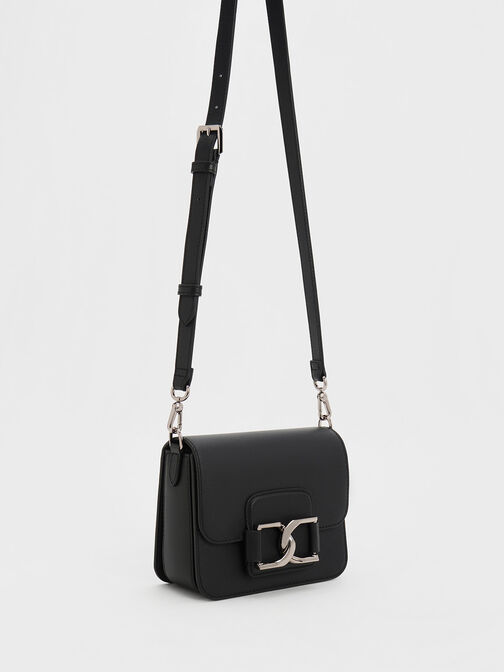 Gabine Leather Crossbody Bag, Noir, hi-res
