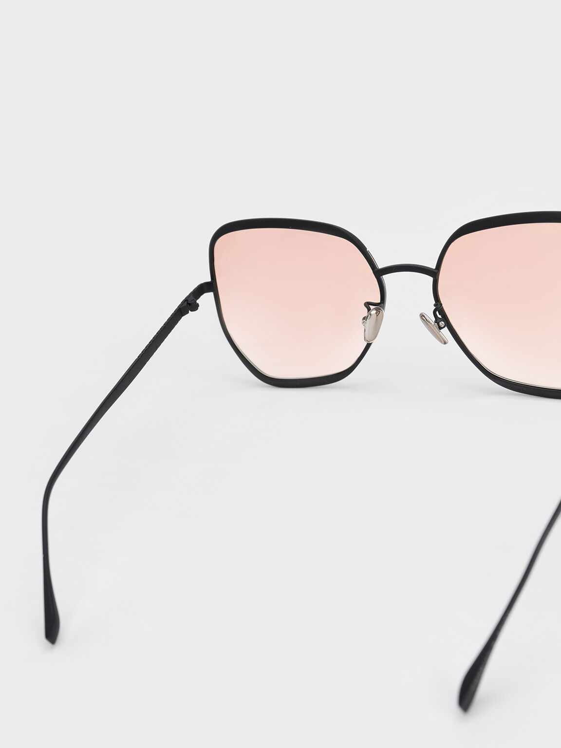 Braided Temple Butterfly Sunglasses, Black, hi-res