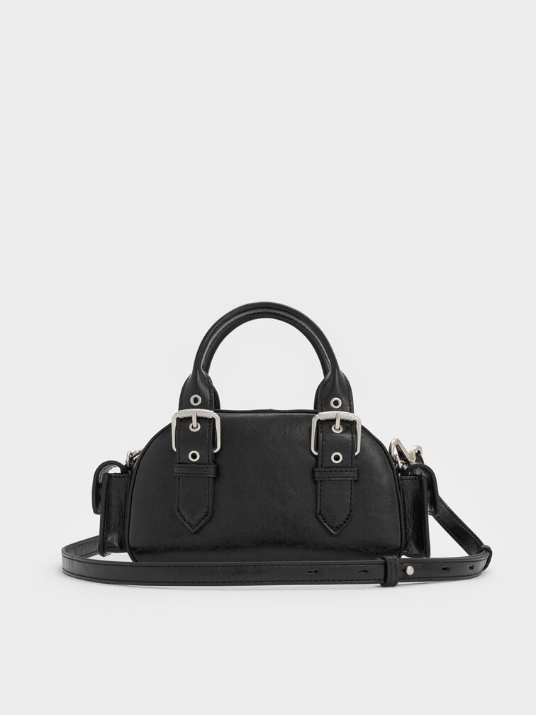 Blaise Buckle-Strap Side-Pocket Bowling Bag, Noir, hi-res