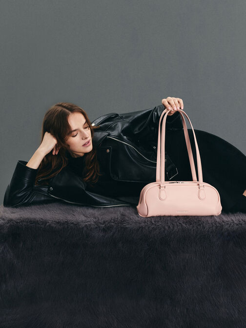 Nelly Elongated Shoulder Bag, Light Pink, hi-res