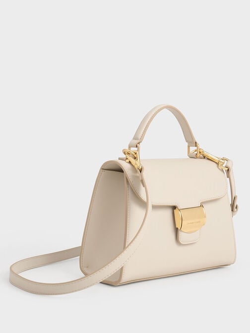 Violetta Trapeze Top Handle Bag, Beige, hi-res