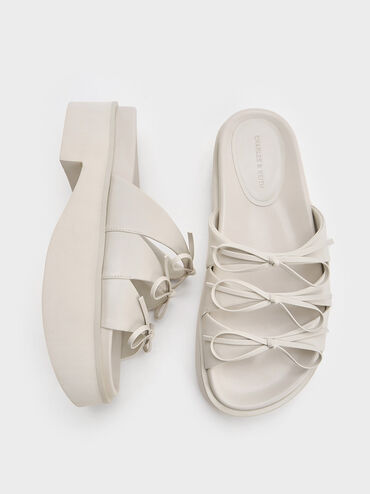 Sandalias de plataforma Dorri con triple lazo, Blanco tiza, hi-res