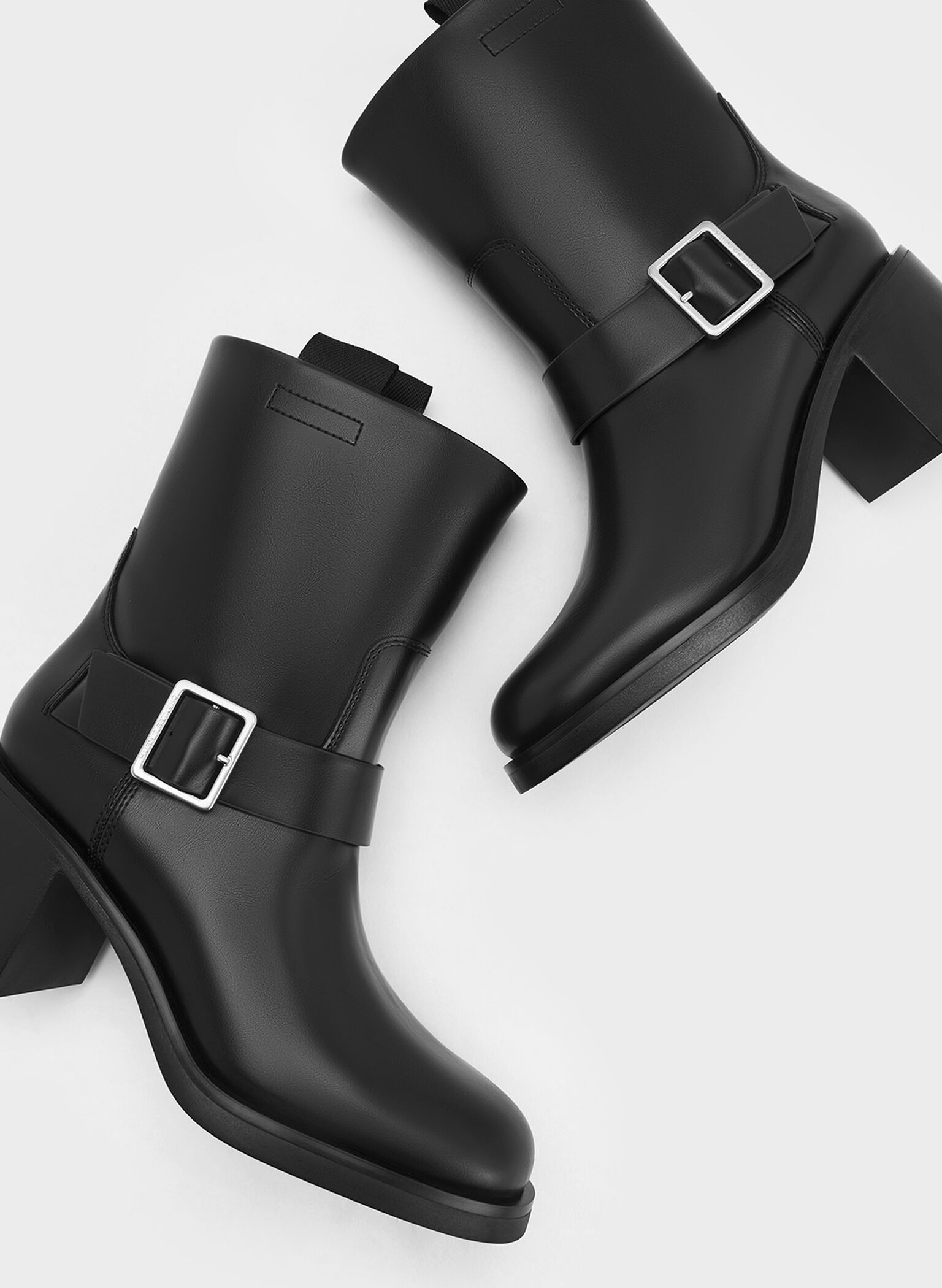 Kailey Side-Buckle Ankle Boots, Black, hi-res