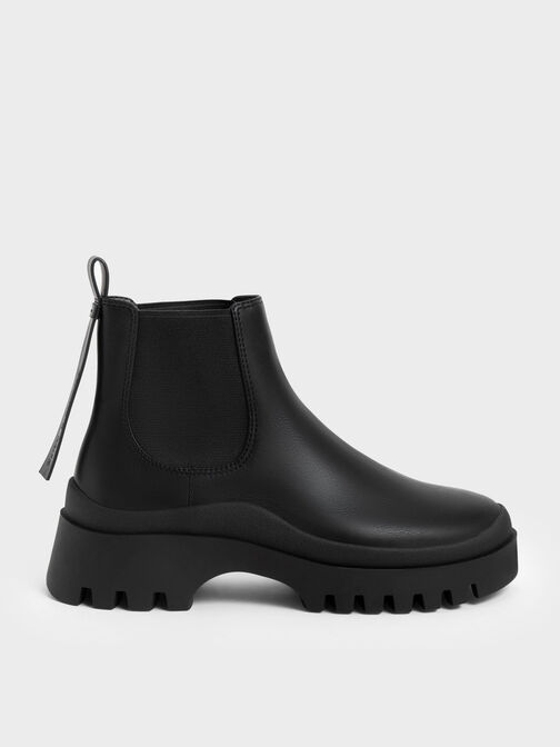 Extended Pull Tab Chelsea Boots, Black, hi-res