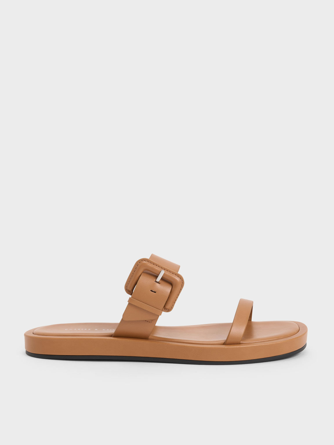 Buckled Strap Slides, Camel, hi-res