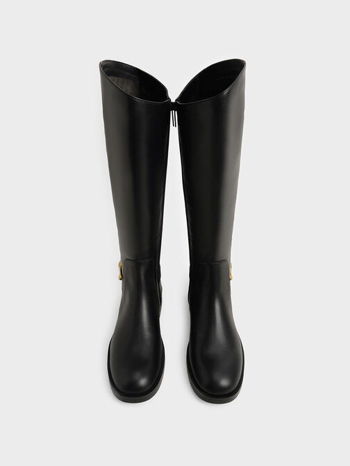 Gabine Leather Knee-High Boots, Black, hi-res