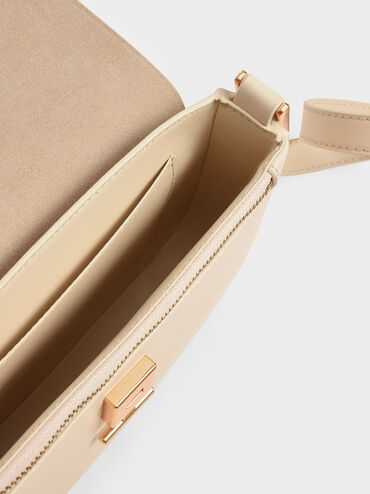 Koa Square Push-Lock Shoulder Bag, Beige, hi-res