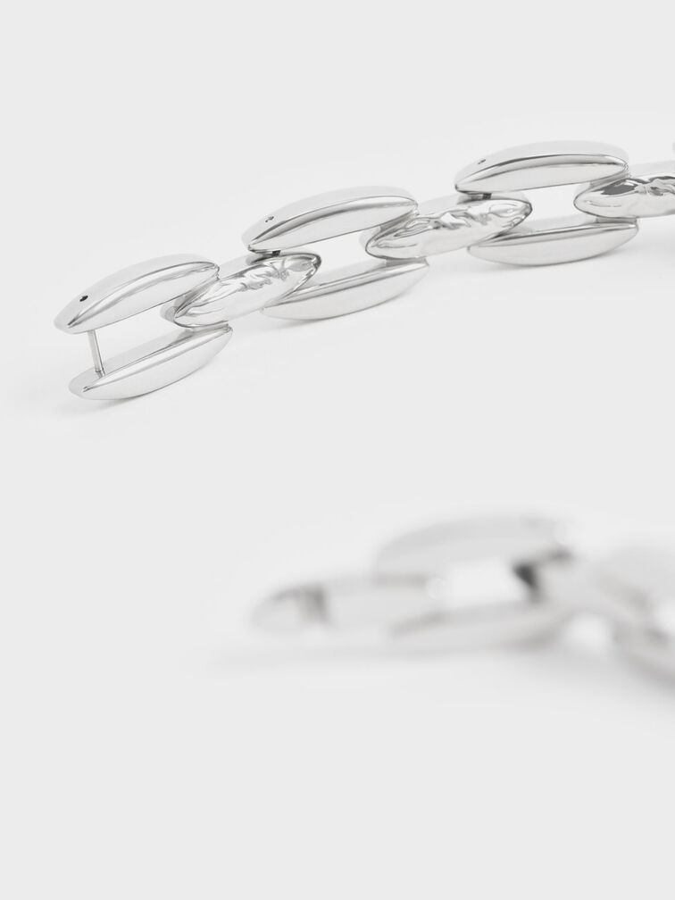 Chain-Link Choker Necklace, Silver, hi-res