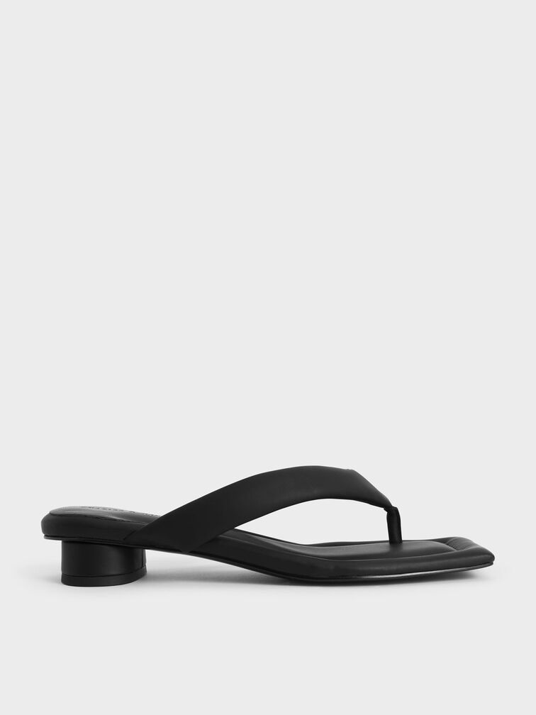 Padded Thong Sandals, Black, hi-res